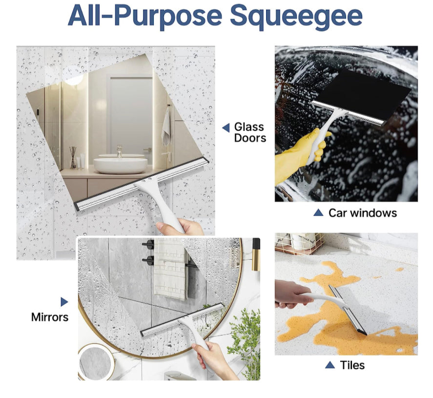 Squeegee for Shower Glass Door - Keep Your Glass Doors Sparkling Clean | All-Purpose Shower Squeegee with Convenient Hook