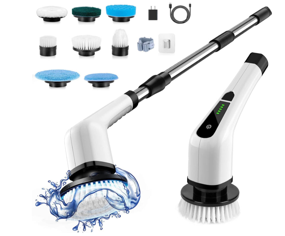 Electric Spin Scrubber - Cordless Cleaning Brush for Home | 8 Replaceable Brush Head