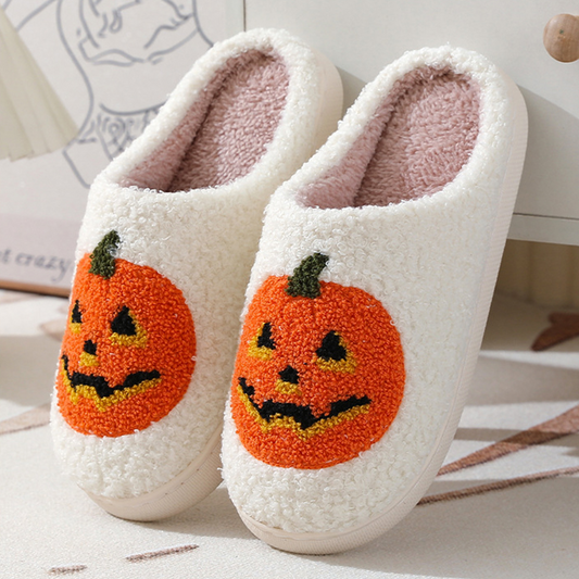 Halloween Pumpkin Cartoon Slippers - Cozy Winter House Shoes